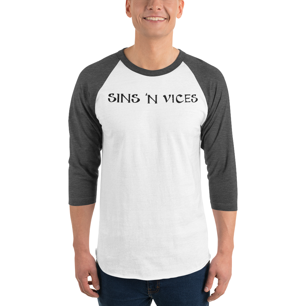 SNV 3/4 Sleeve Raglan Shirt White and Charcoal Front