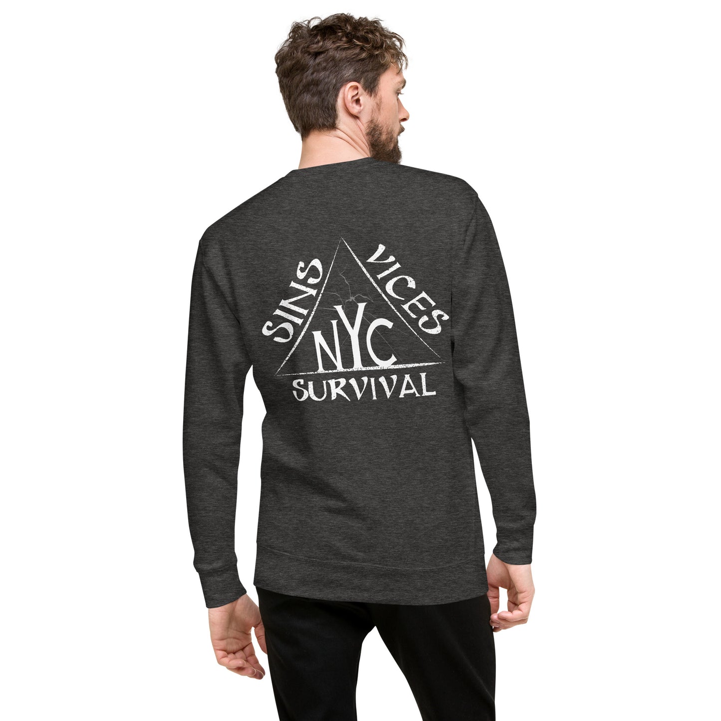 SNV Unisex Premium Sweatshirt Charcoal Heather Front Back